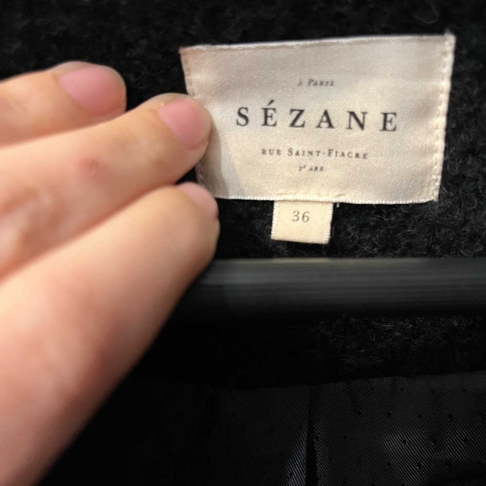 Sezane Leo Coat Black Jacket 4 - Picture 5 of 5